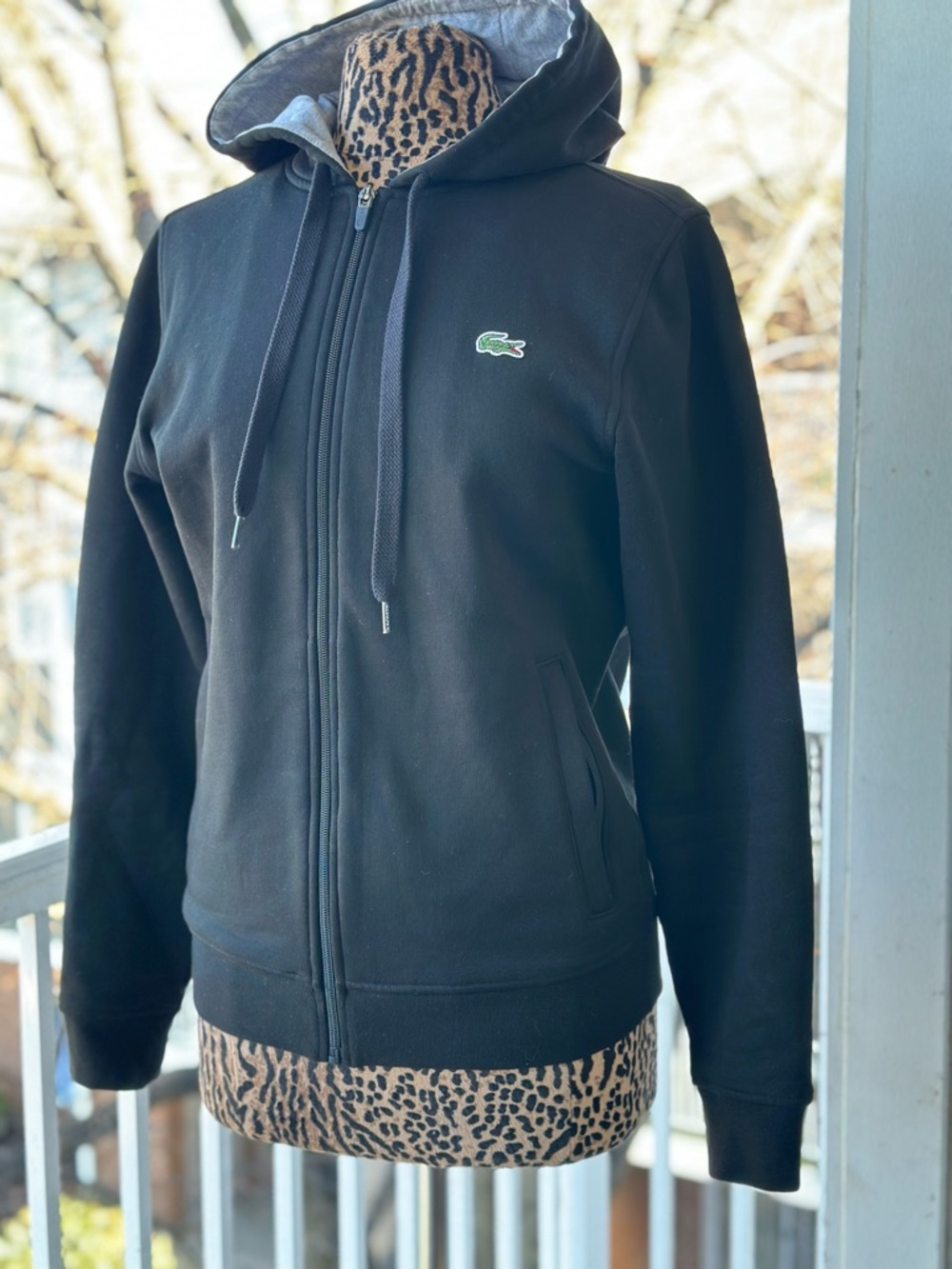 Lacoste Women’s Black Full-Zip Hooded Sweatshirt - Picture 4 of 12